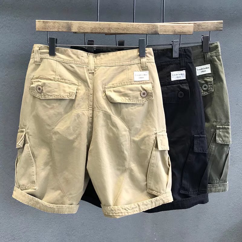 Trendy workwear shorts men's casual summer wear loose cropped pants ins trendy brand men's cropped pants