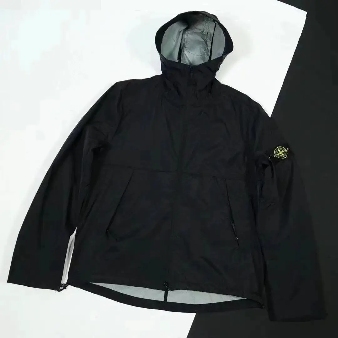 跨境stone island石头岛冲锋衣户外袖标徽章连帽夹克外套男女同款