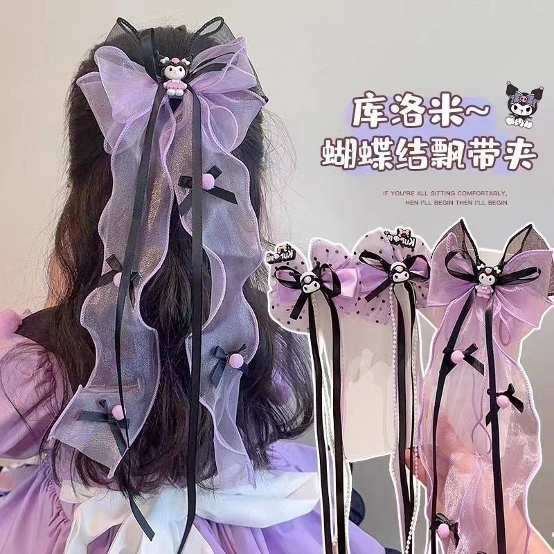 2024 New Children's Hair Accessories Kloomi Bow Hairpin Baby Cute Cartoon Ribbon Hairpin Girl's Headwear
