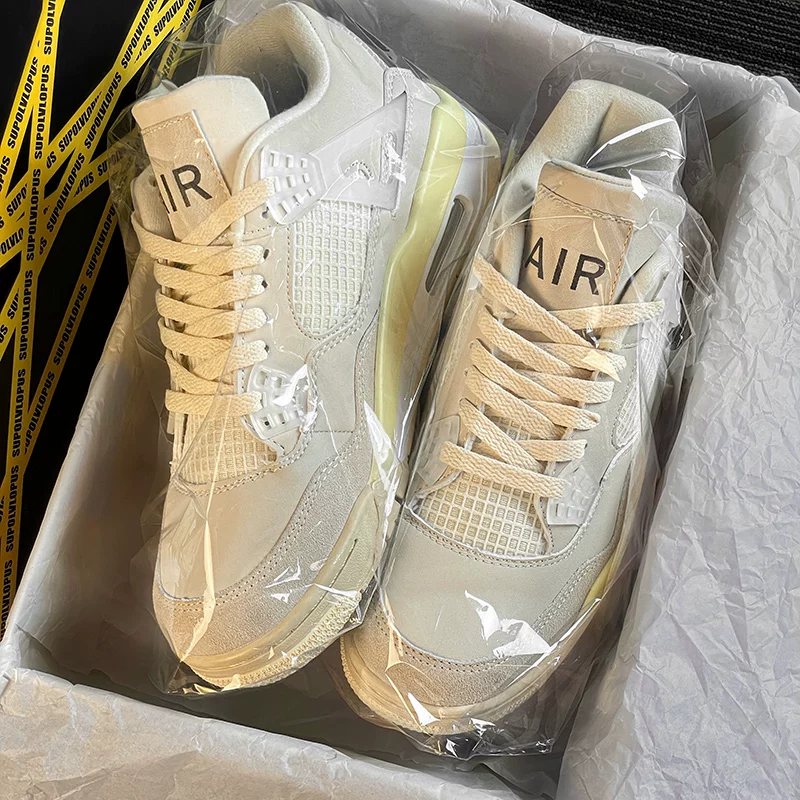 AJ4 high top shoes for men 2025 new thick soled height increasing board shoes Putian genuine sports and leisure dad shoes for women hot selling items