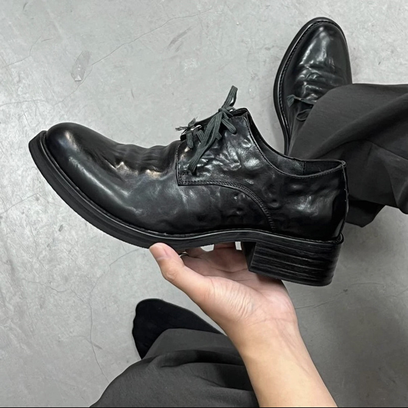 Unique Pointed-Toe Model Wizard Shoes for Men and Women, Trendy Runway Style, High-Heeled Thick-Soled Derby Shoes, Height-Increasing Casual Shoes