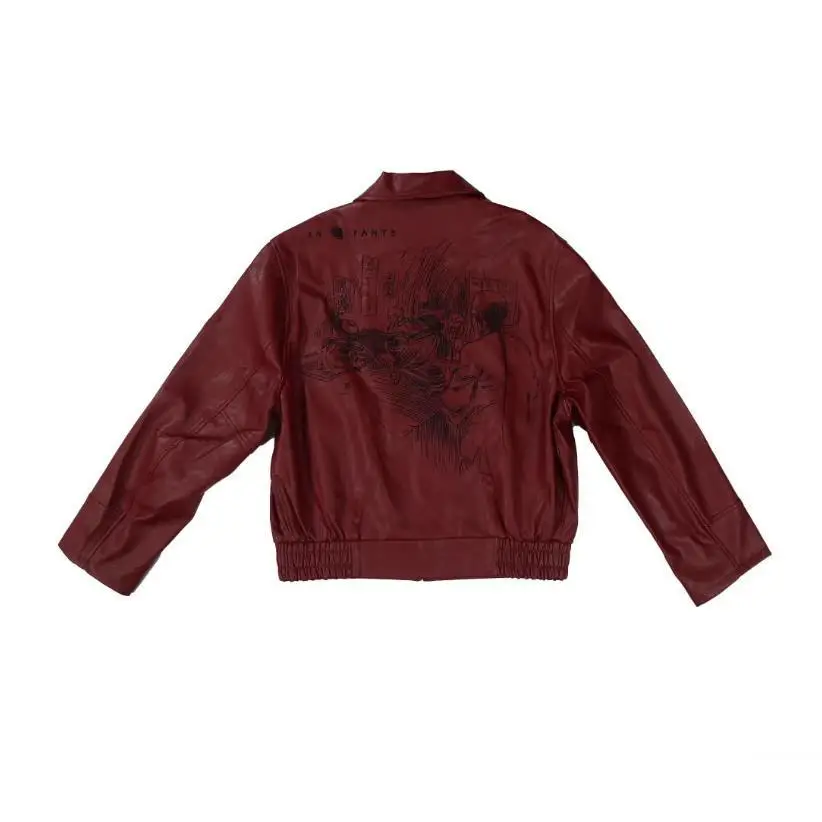 ERD Melancholy Rich Second Generation Fixed Dye Embroidery Heavy Industry American Dyeing Men and Women Couple Fashionable Leather Jacket Zipper Leather Jacket