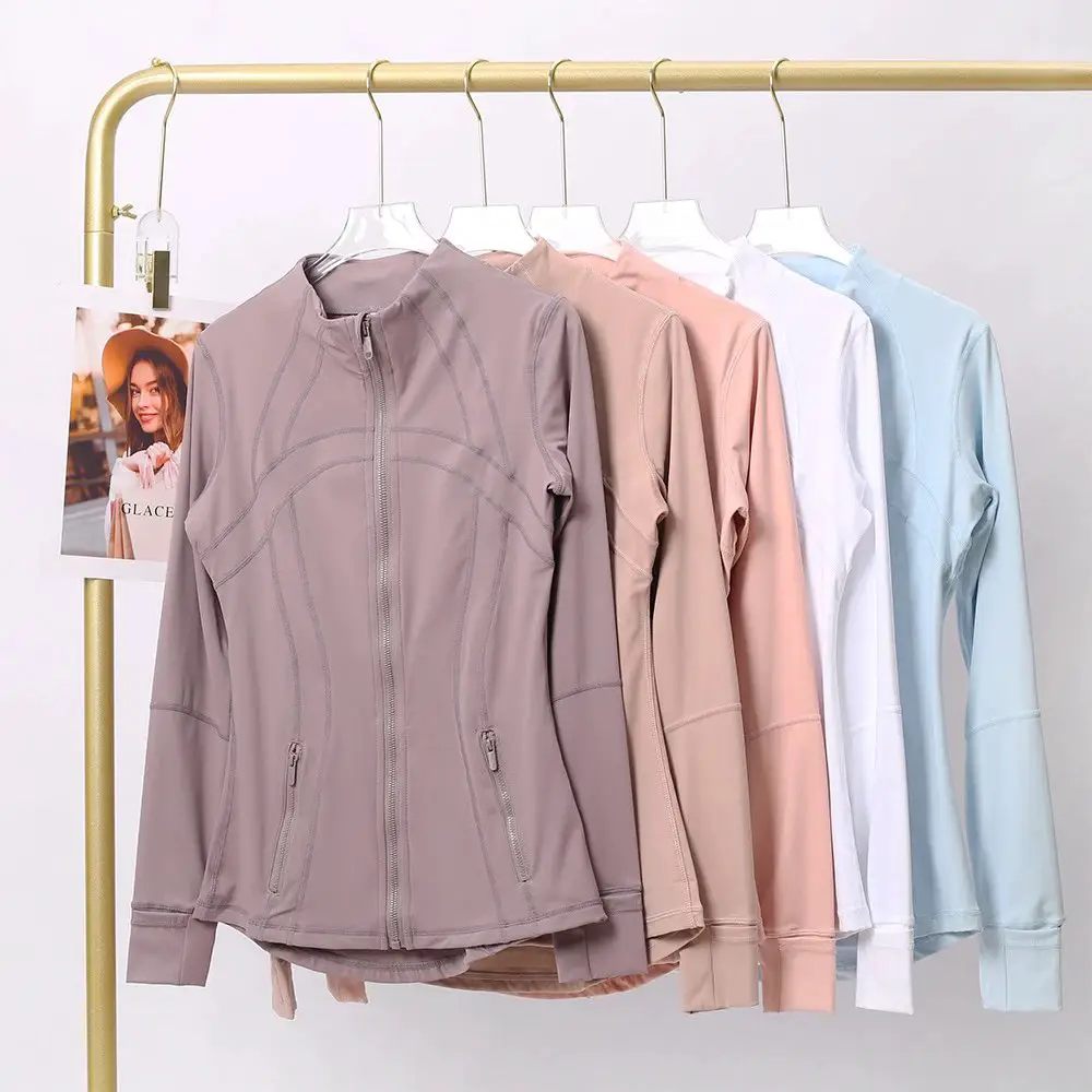 QLH19- Women's Coat Top Long Sleeve Tight Stand Collar Elastic Quick Drying Fitness Running Yoga Clothing Women's WhatsApp+86 19959480034
