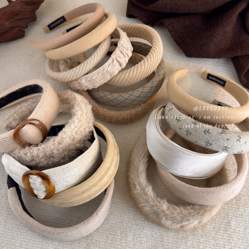 2026 Autumn and Winter New Milk Tea and Coffee Color Series Hairbands, Fashionable Sponge Headbands, High-Top Hair Clips, Trendy Hair Accessories for Girls