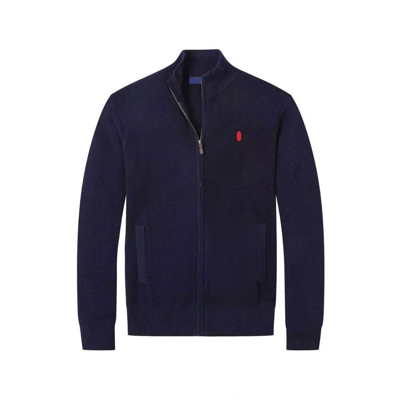 Knitted Sweater with Stand Collar and Full Zipper, Men's Spring and Autumn New Style Embroidered Logo Knitwear, Men's Outerwear Foto QC de 1688 na Qualit.ly