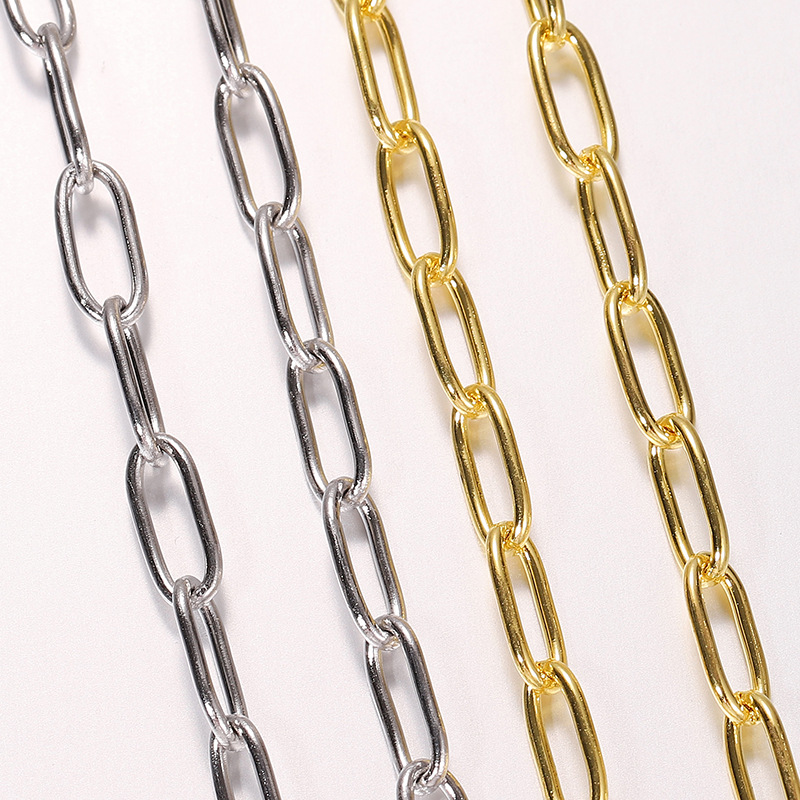 Multicolor 304 Color-Preserving Stainless Steel Long Round Cross Chain Jewelry Accessories Necklace Clothing Bracelet Side Chain 10*4mm
