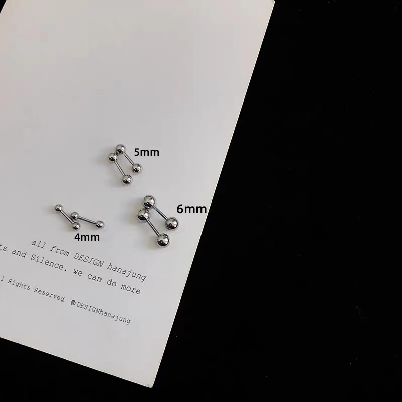 Small Mini Round Bead Dumbbell Ear Bone Stud Earrings for Women, Screw-On Ear Bone Earrings, Niche Simple Versatile Ear Accessories Wholesale
