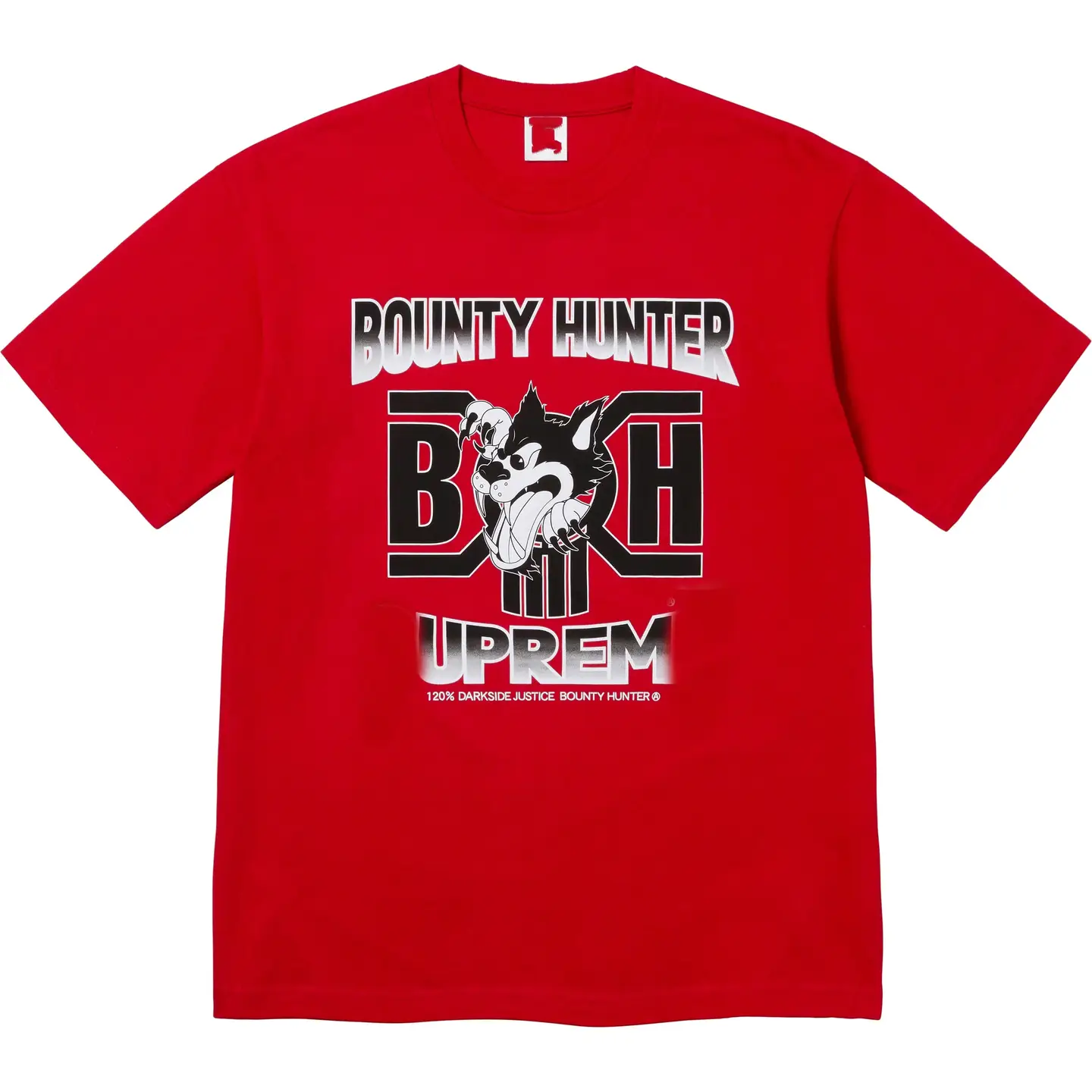 23Fw Bounty Hunter Wolf Tee Cartoon Wolf Head Pattern Short-Sleeved T-Shirt Couple Wear for Men