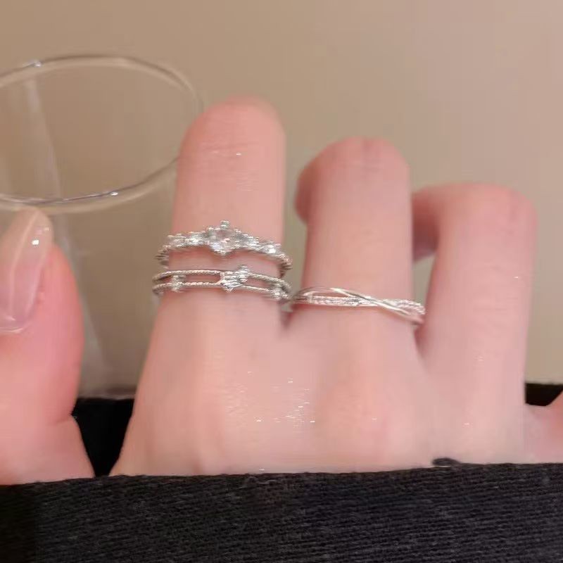 Simple Ring with Micro-Inlaid Zirconia, Open-Ended Design for Women, High-End Feel, Stackable Index Finger Ring, Niche Design, Light Luxury, Versatile Ring