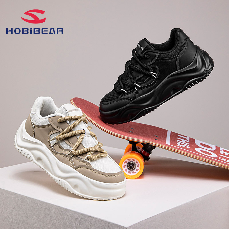 Hobibear Men's Shoes Spring Pure Color Sneakers Black Low-Top Men's Flats Simple Sports Shoes Factory Direct Sale