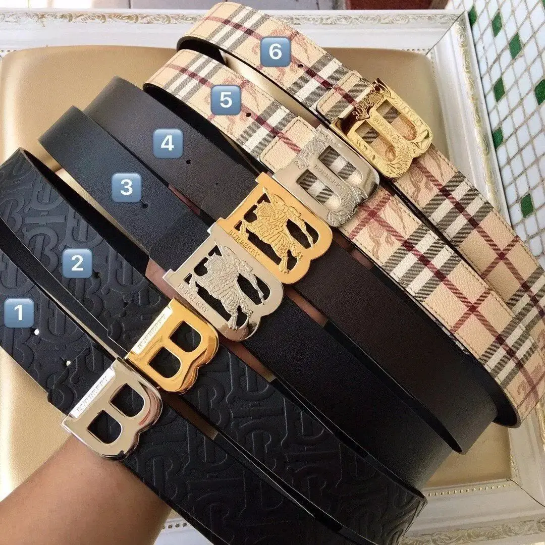 新款特价牛皮B家平滑扣商务休闲腰带真皮经典印花38时尚百搭皮带