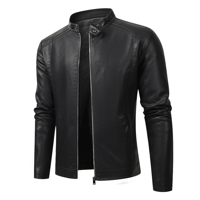 [Plus velvet // thin] Foreign trade new men's leather jacket men's cross-border autumn and winter motorcycle casual coat men's clothing