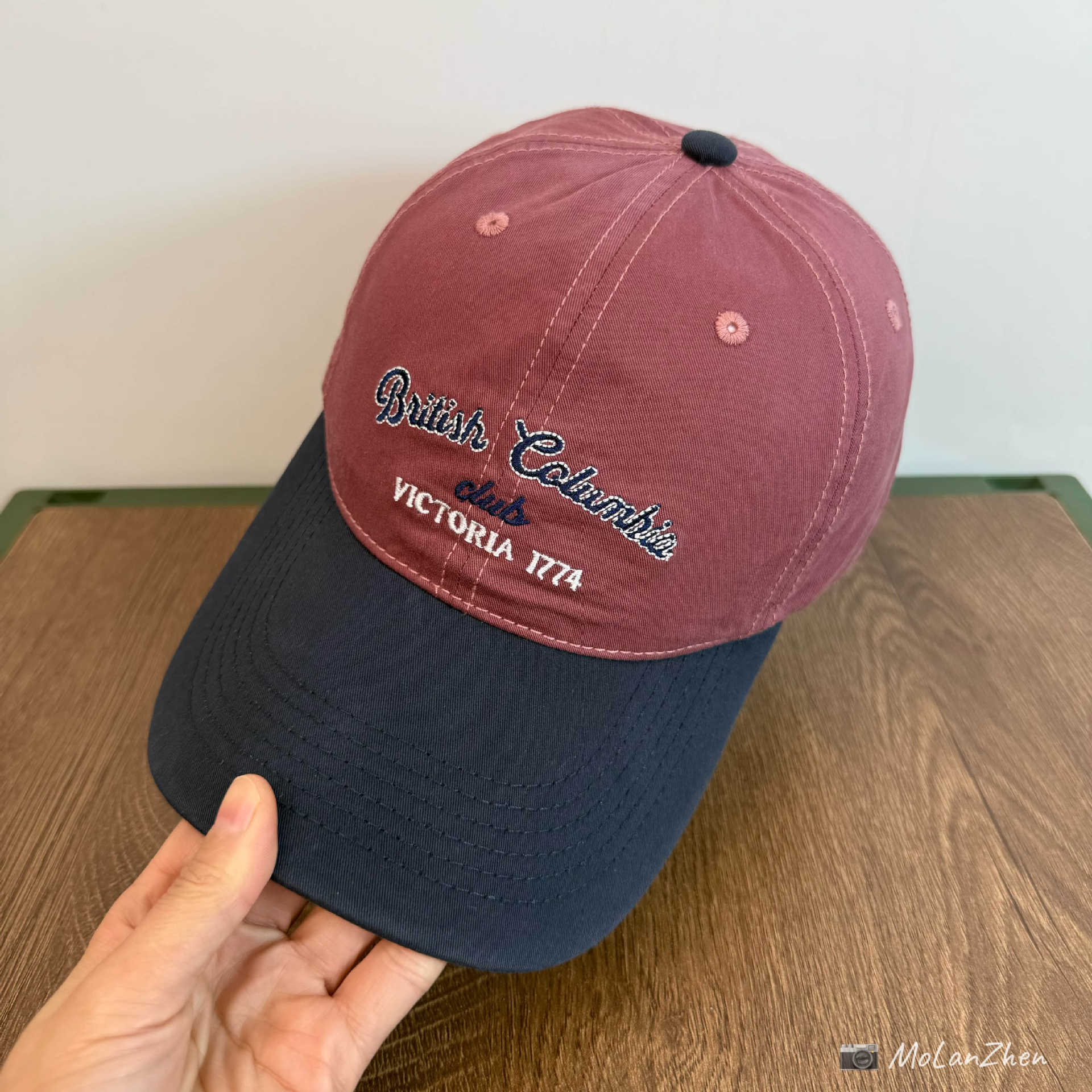 Korean Style Spring and Summer Versatile Color-Blocking Victoria1744 Letter Embroidery Baseball Cap with Deep Fit for Large Head Circumference