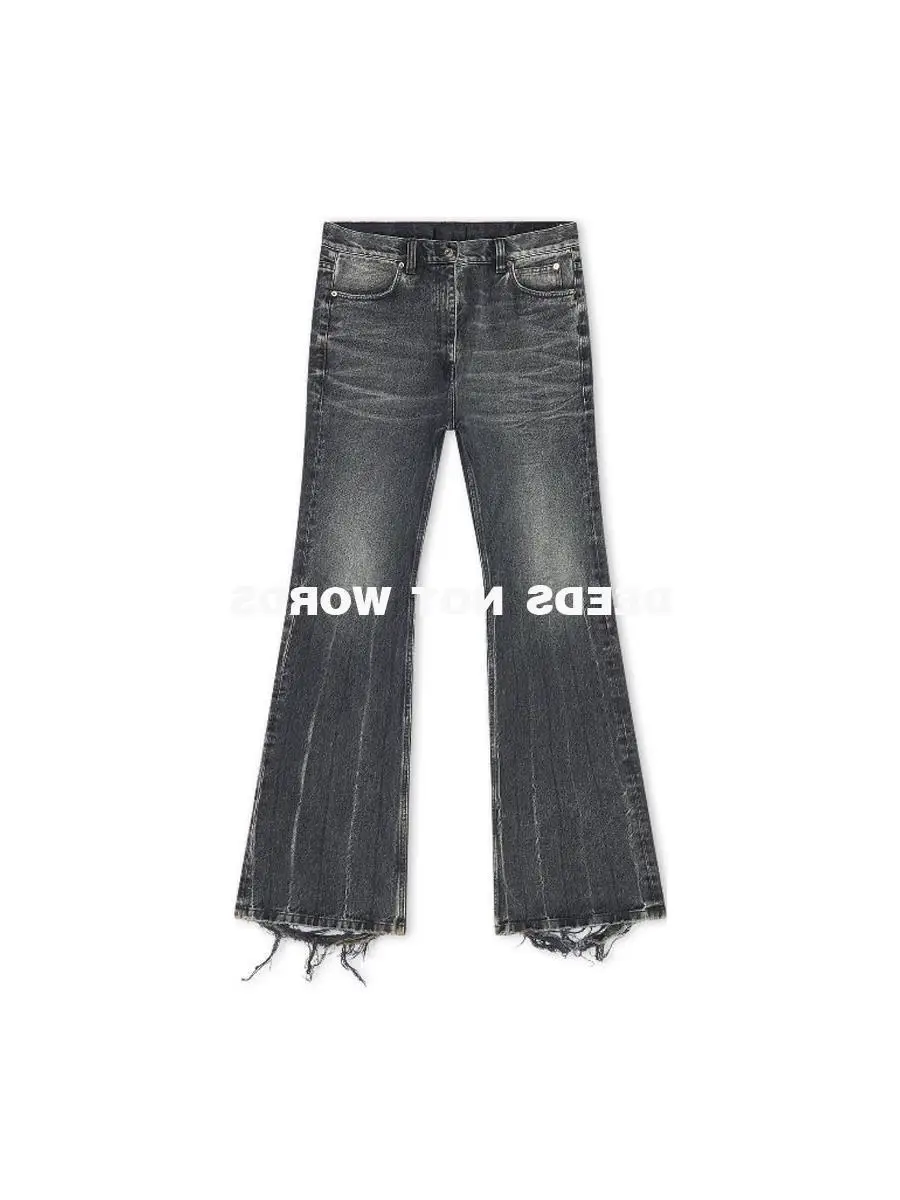 Deeds Not Words Vintage Washed Black and Gray Flared Jeans Paris Lost Video Tape