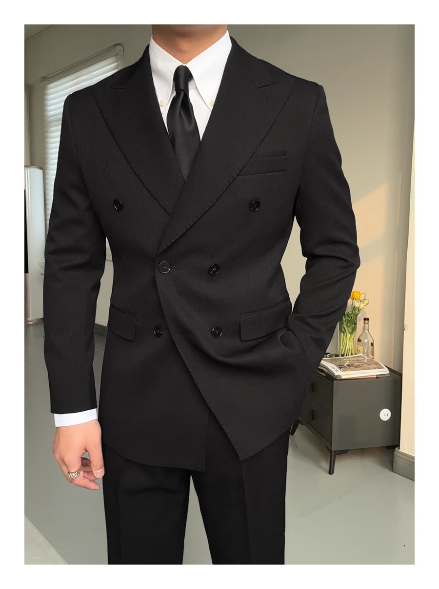 [Ruishen Clothing] Double-Breasted Lapel Collar Suit Business Wedding Banquet Pure Color Suit Naples QC-foto från 1688 på Qualit.ly