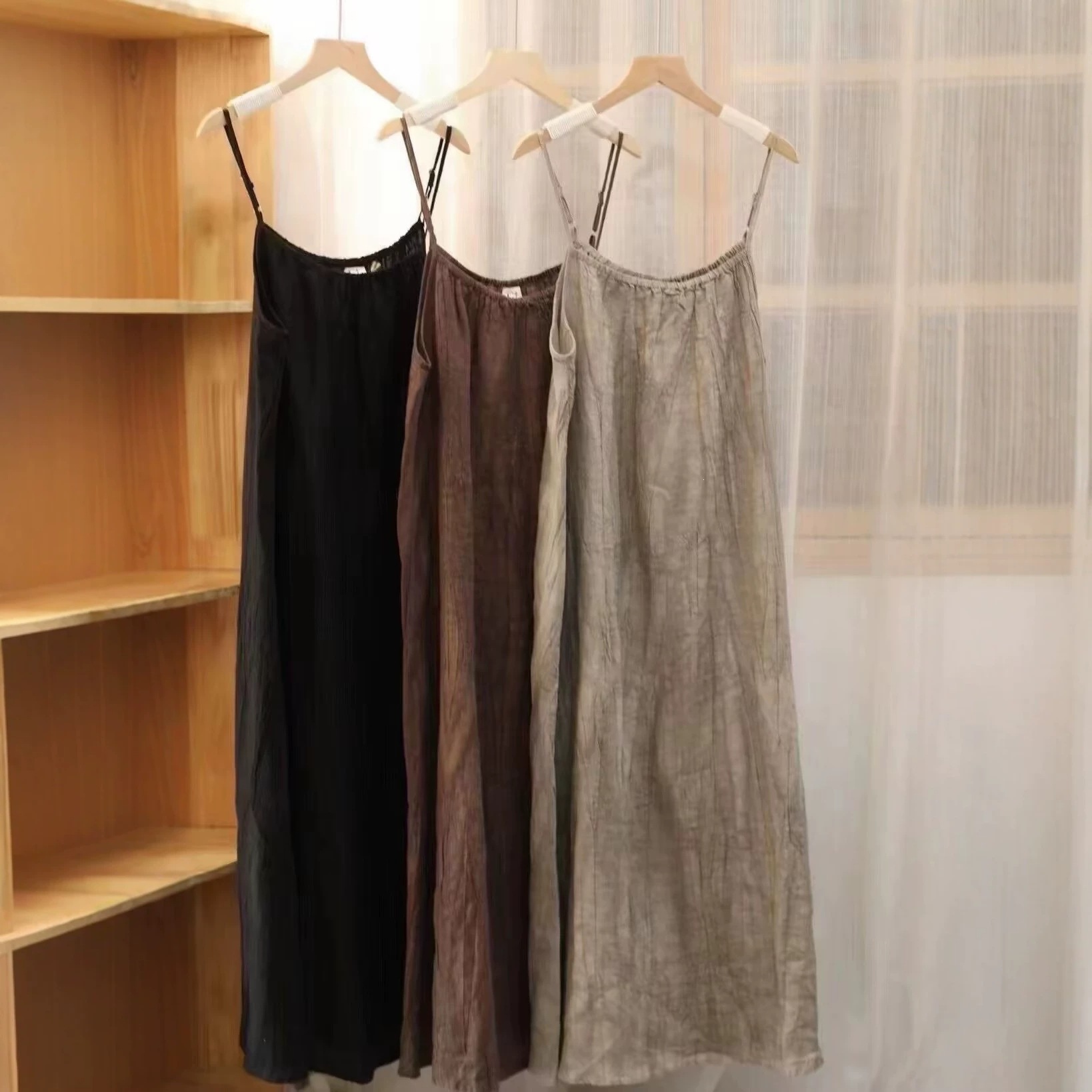 100% Linen Suspender Dress, New Spring/Summer Style, Sleeveless Dress with Artistic Suspenders, Base Dress 23020