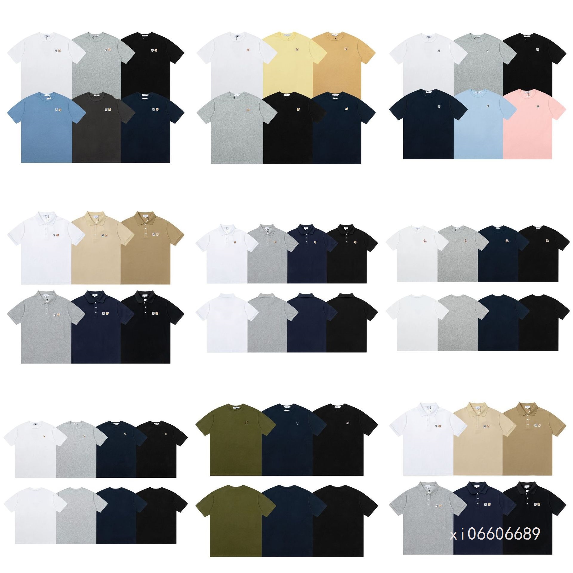 Maison Kitsume Round Neck Short-Sleeved Classic Poio Shirt Little Fox Head Embroidered Pure Cotton t Zhao Silu Same Style