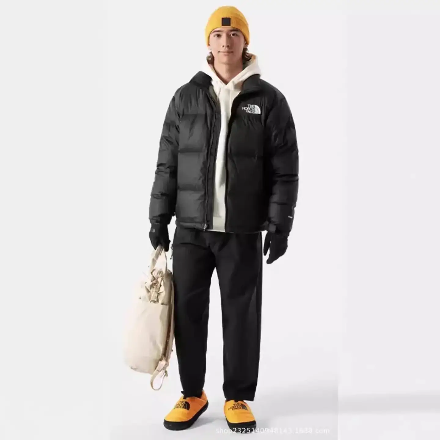 冬季情侣运动短款羽绒棉服拼色立领面包服加厚高街刺绣字母TNF