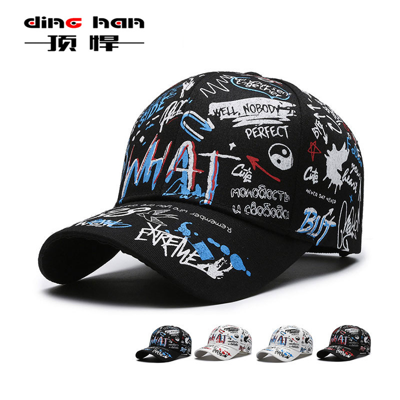 Spring Fashion Graffiti Letter Printing Hard Top Baseball Cap Personalized Hip-hop European and American All-match Sunscreen Sunshade Hat Cross-border