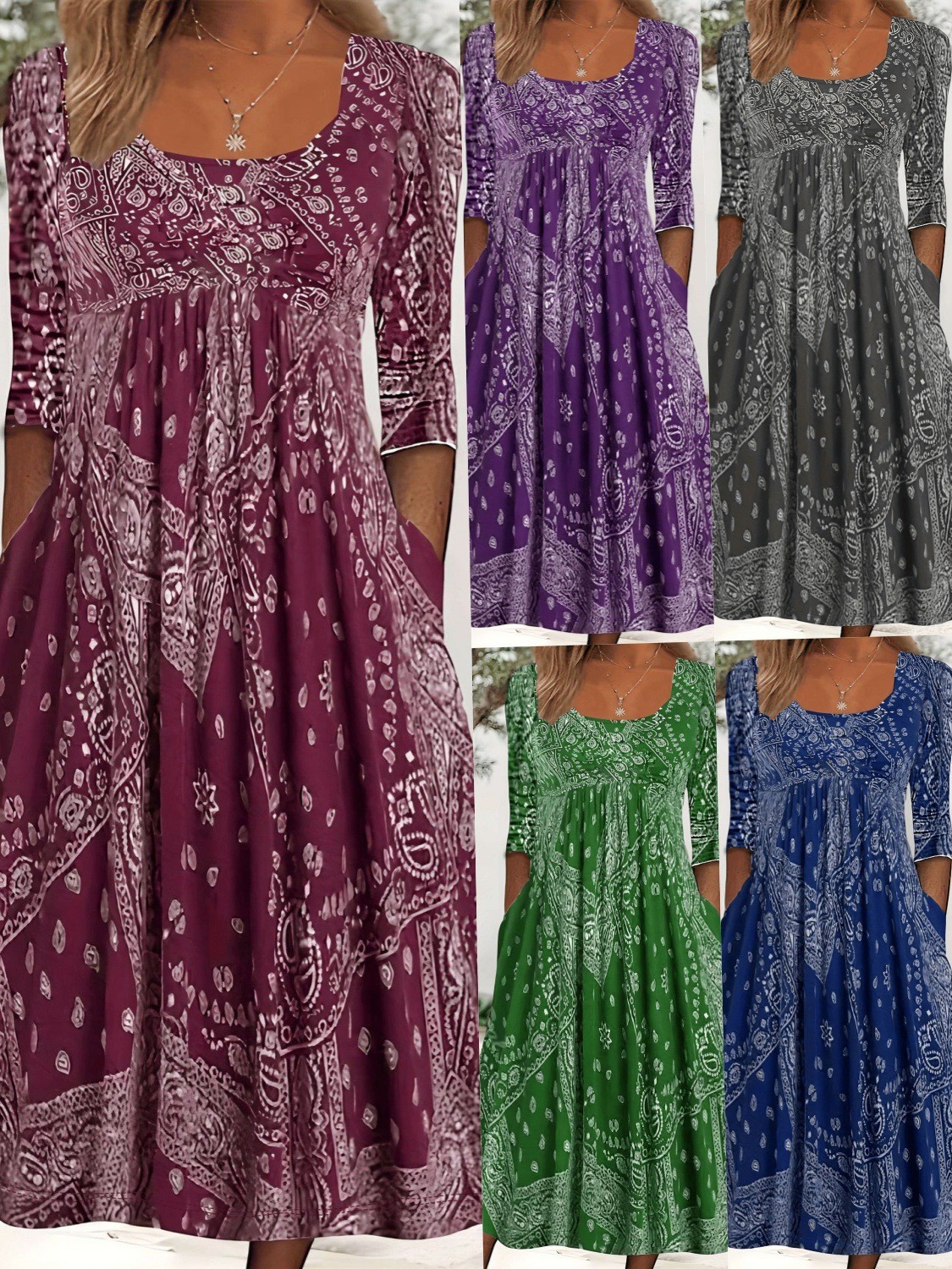 2025 spring and summer new European and American dress cross-border foreign trade new leisure loose plus size women's printing dress