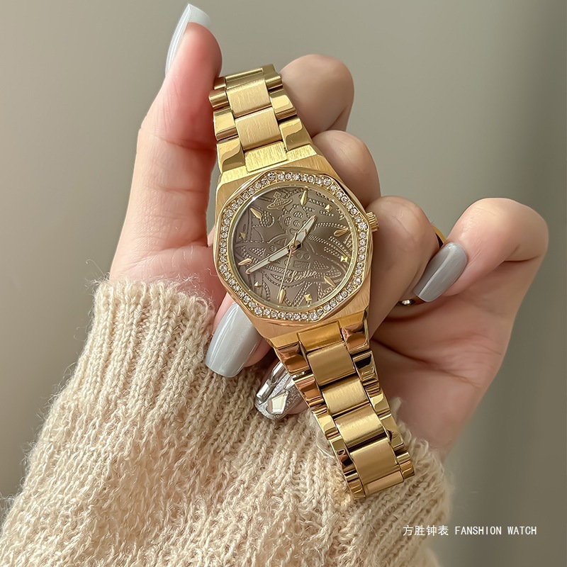 SCOTTIE/Poetry Gaudi Gipsophila Watch Cross-border Explosions Niche Women's Watch Full Diamond Waterproof Steel Band Quartz Watch for Women