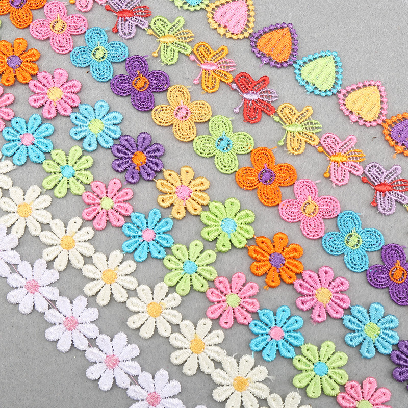 Color Petal Lace Accessories Water Soluble Lace Edge Coat and Hat Decoration Accessories Handmade Decoration Multicolor Flowers
