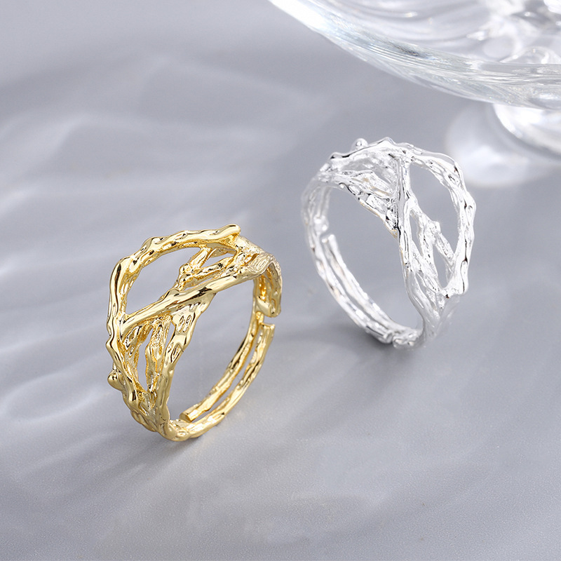 New European and American Bramble Irregular Branch Texture Ring for Men and Women Cold Style Simple Design Trendy Ring