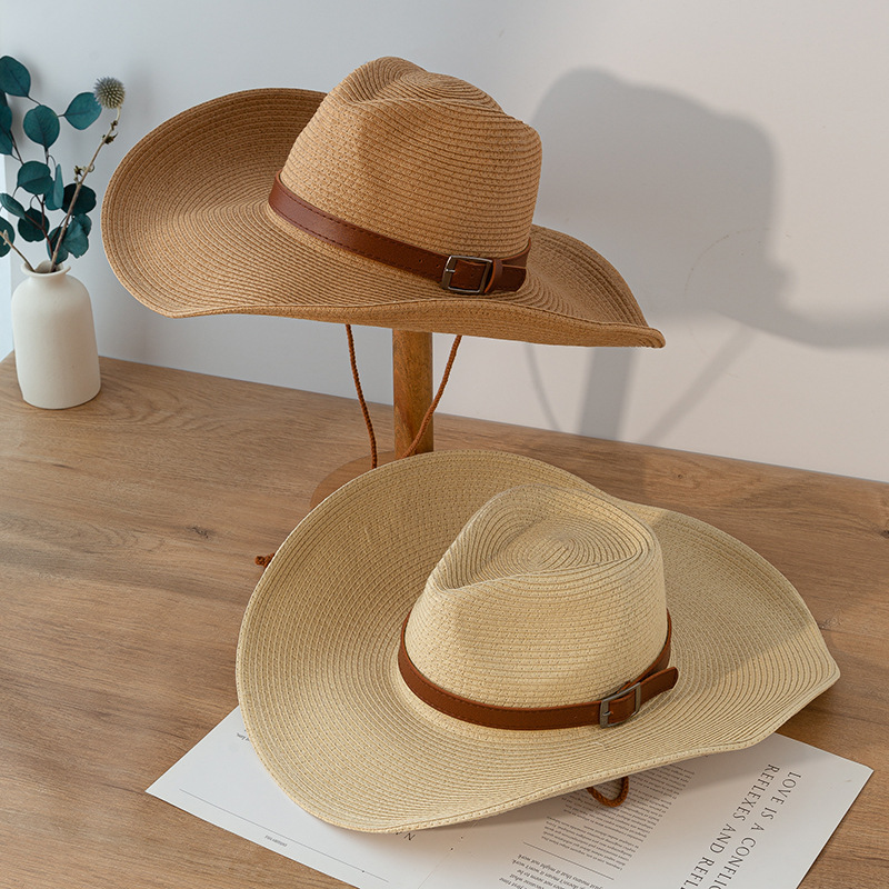 Cornice Men's Beach Hat Summer Big Rim Sunshade Top Hat Casual All-match Cowboy Hat Outdoor Sunscreen Straw Hat Trendy