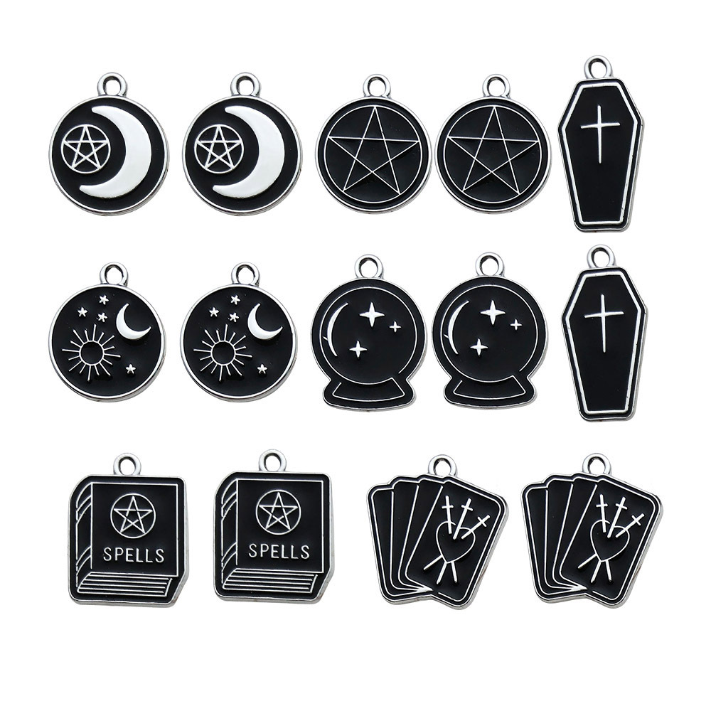 Magic Array DIY Black and White Mysterious Wind Accessories Single Hanging Round Hand Rope Magic Book Head Rope Keychain Pendant