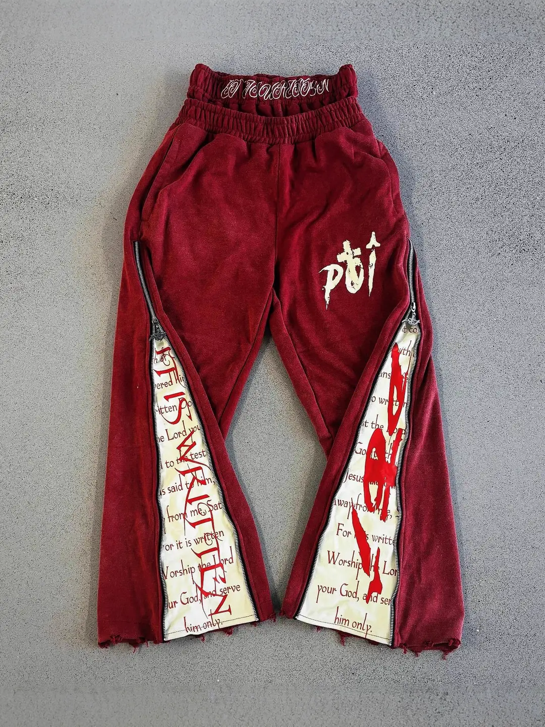 European and American Design Trendy Loose Zipper Printed Hip-Hop Style Retro Dark Casual Pants for Men and Women