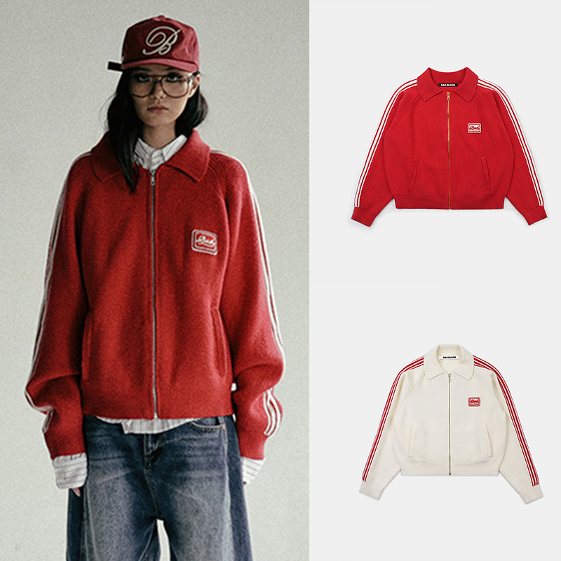 Korean Badblood Bcac Series American Sexy Red Sweater Women's Knitted Cardigan Niche Casual Top