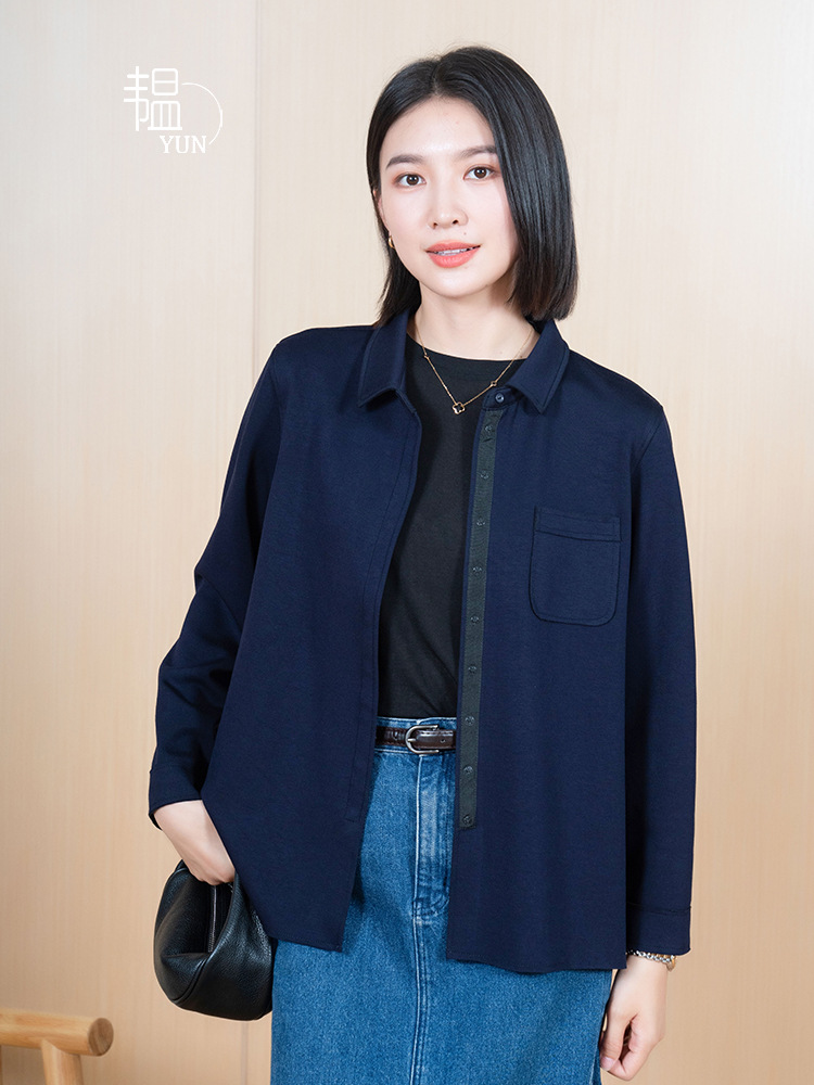 Yun Yun Fashion Jacket 2026 Autumn and Winter New Style Women's High-End New Chinese Style Simple Cardigan Lapel Top Women's Clothing
