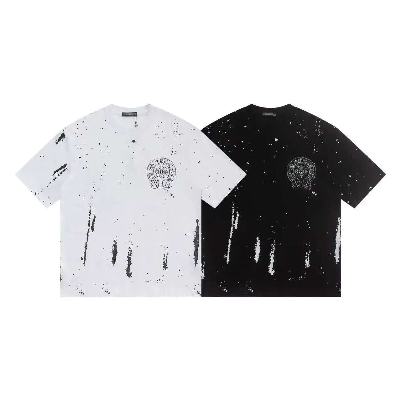 2025 Spring and Summer New Cross-Border Ch Horseshoe Cross Short-Sleeved T-Shirt for Men and Women, Export Wholesale