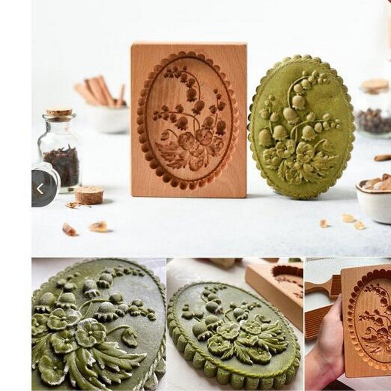 Cross-border Independent Explosions Wooden Gingerbread Cookies Simulation Mold Pine Nuts Rose Crafts Food Decoration