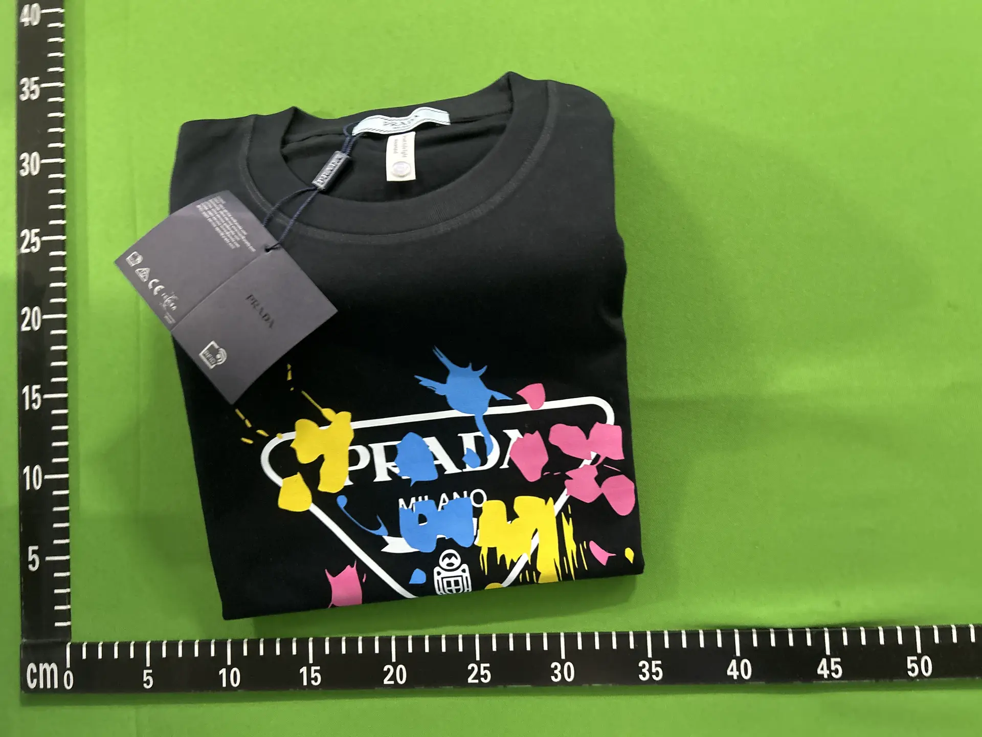 Prada Black Paint Splatter Logo T-Shirt