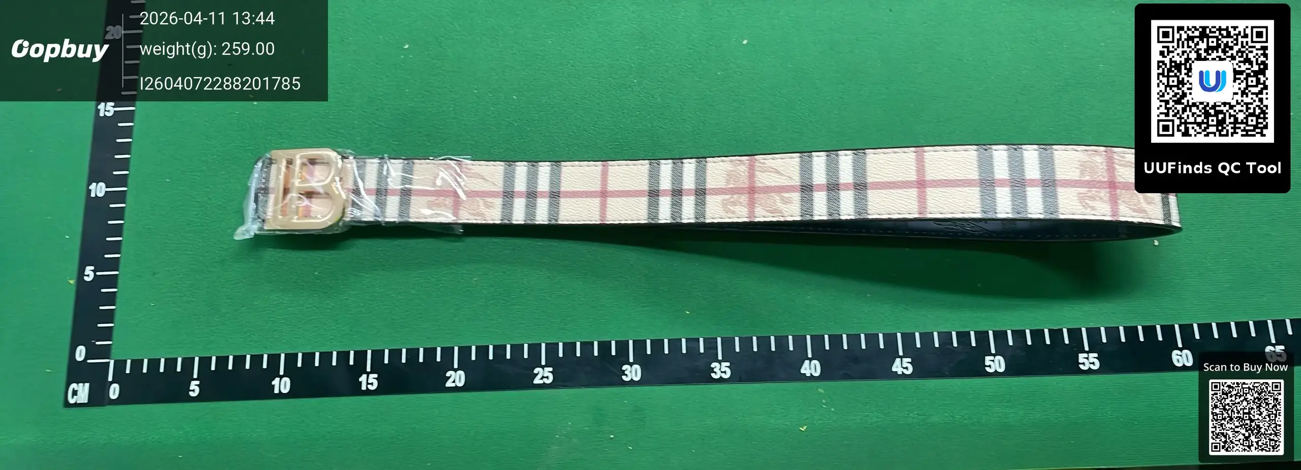 Burberry Haymarket Check Belt
