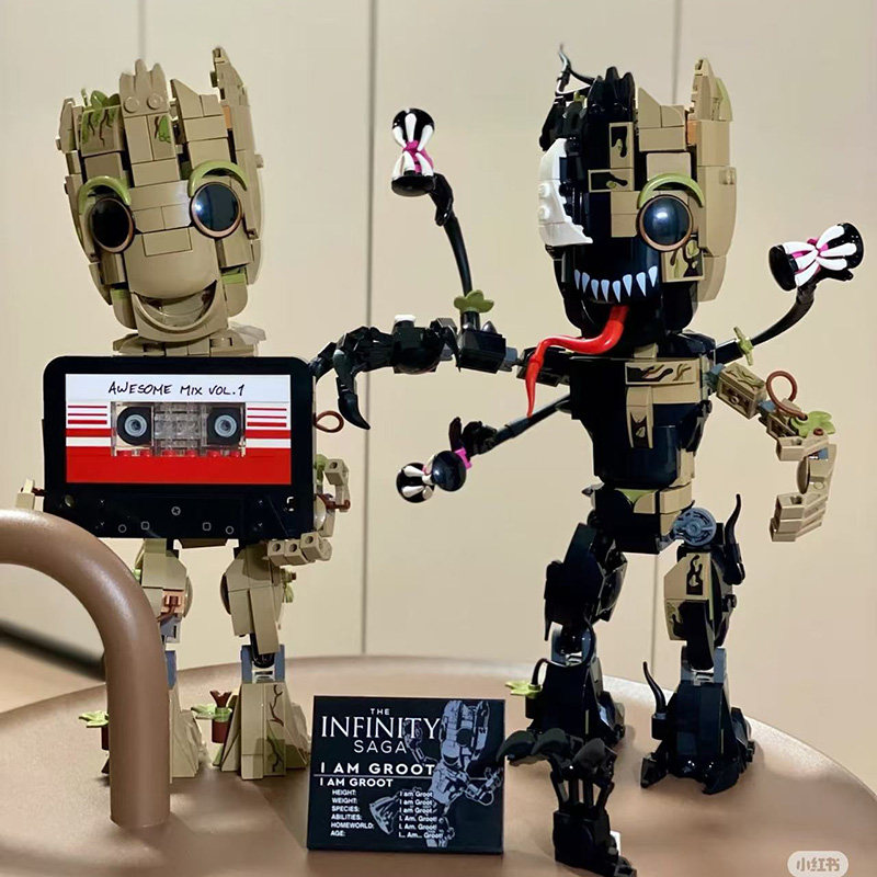 Avengers Groot Little Tree Man Raccoon Spider-Man Venom Children's Educational Building Block Model Toy QC-foto van TAOBAO op Qualit.ly