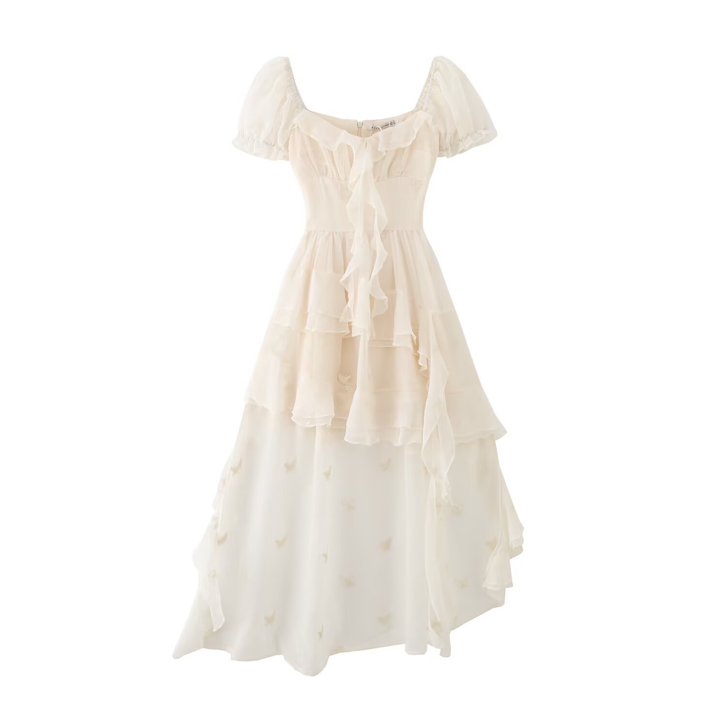 Fairy-Like Short-Sleeved Cake Dress for Women, New Summer Style, Square Neck, Waist-Cinching, Slim-Fitting, Hip-Hugging Dress, Sweet and Sexy Short Dress