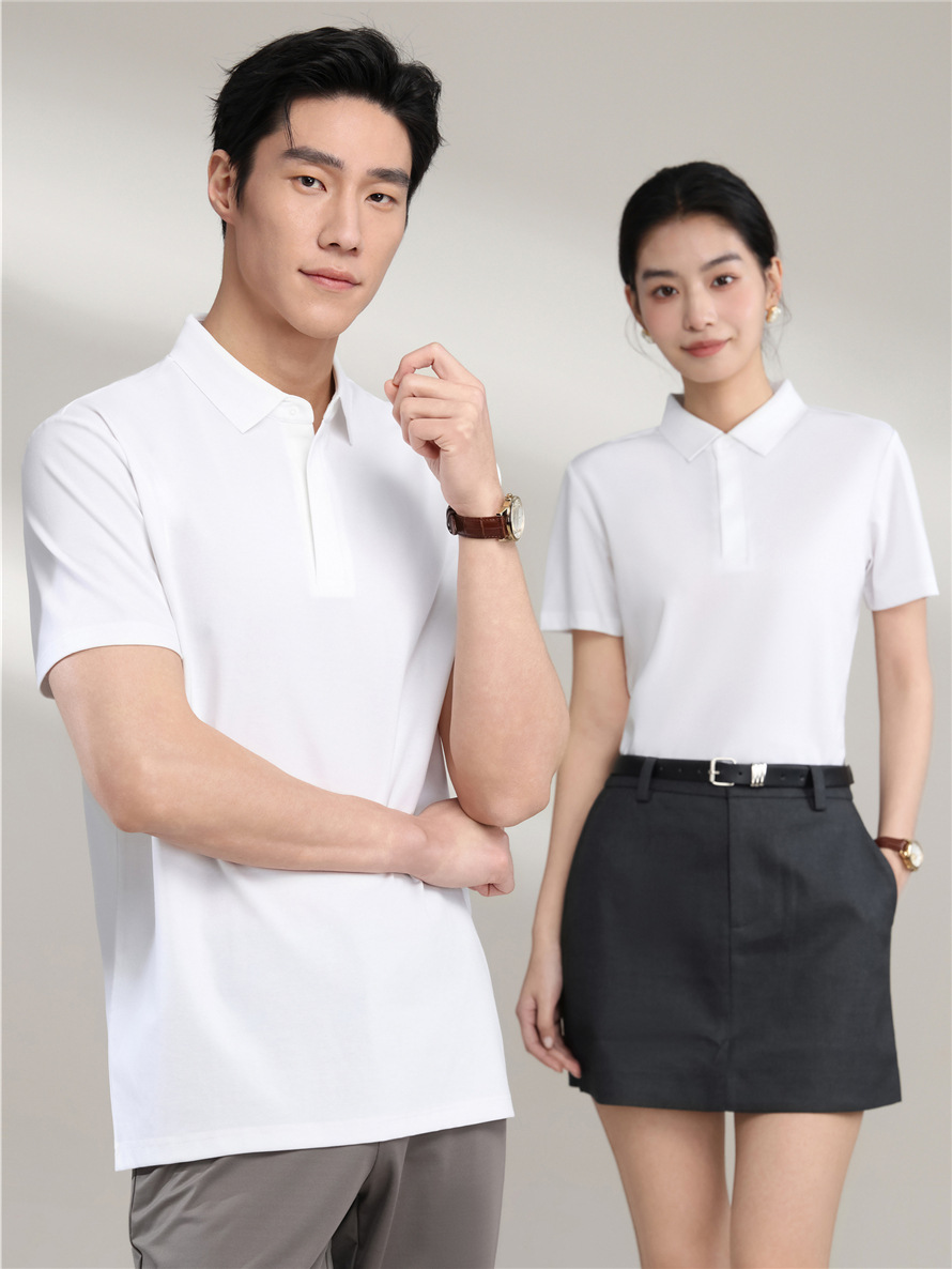 210g 60-Count Tencel Lyocell Polo Shirt Short-Sleeved Lapel T-Shirt with Invisible Buttons Men's Workwear Top Custom-Made
