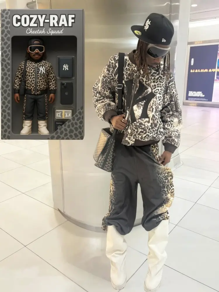 Mowalola Ksubi Visual Leopard Print Broken Zipper Jacket Outwear MA-1 Bomber Men and Women Same Style