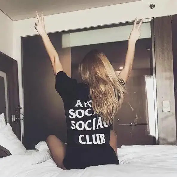 Anti Social Social Club Sakura Letter Viper Print Men's and Women's Short Sleeve T-Shirts Couple Wear Trendy