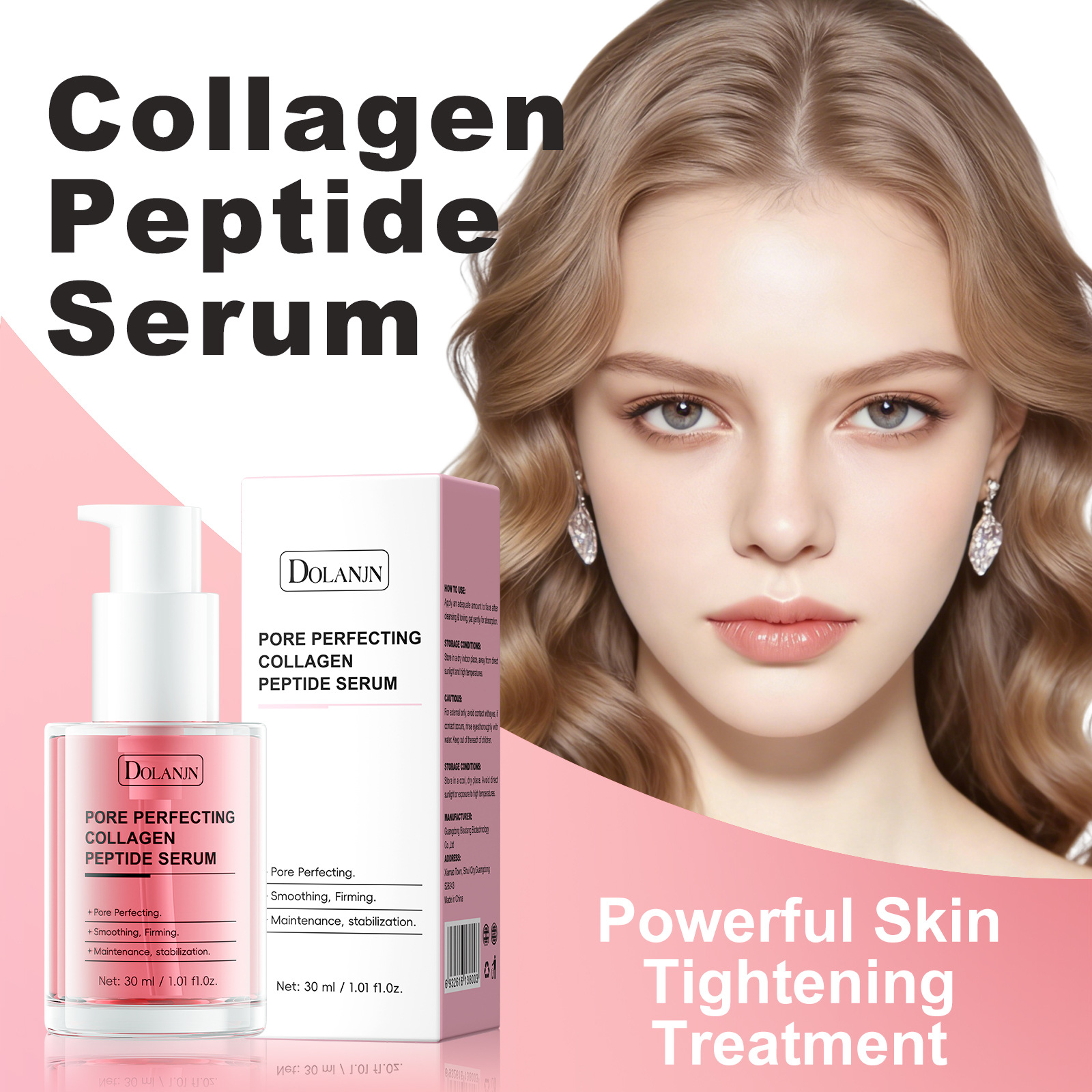 Full English Version Pore-Shrinking and Repairing Collagen Peptide Essence Facial Care Foreign Trade Cross-Border Skin Care Products Wholesale