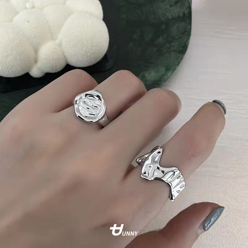 Irregular Texture Special-Shaped Ring for Women Hip-Hop Cold Style Niche Design Ins Popular Elegant Ring Pearl
