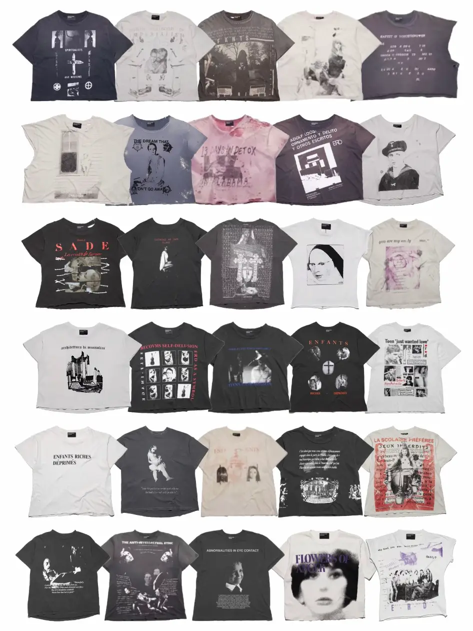 Erd Melancholic Rich Second Generation 26Ss American High Street Washed Vintage Loose Pure Cotton Short Sleeve T-Shirt Unisex Trendy