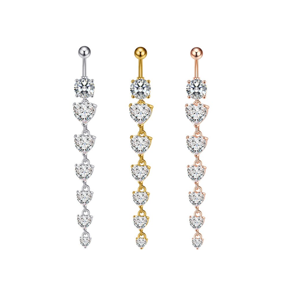 Cross-border e-commerce new 6 peach heart round zirconium belly button ring belly button nail piercing jewelry online wholesale