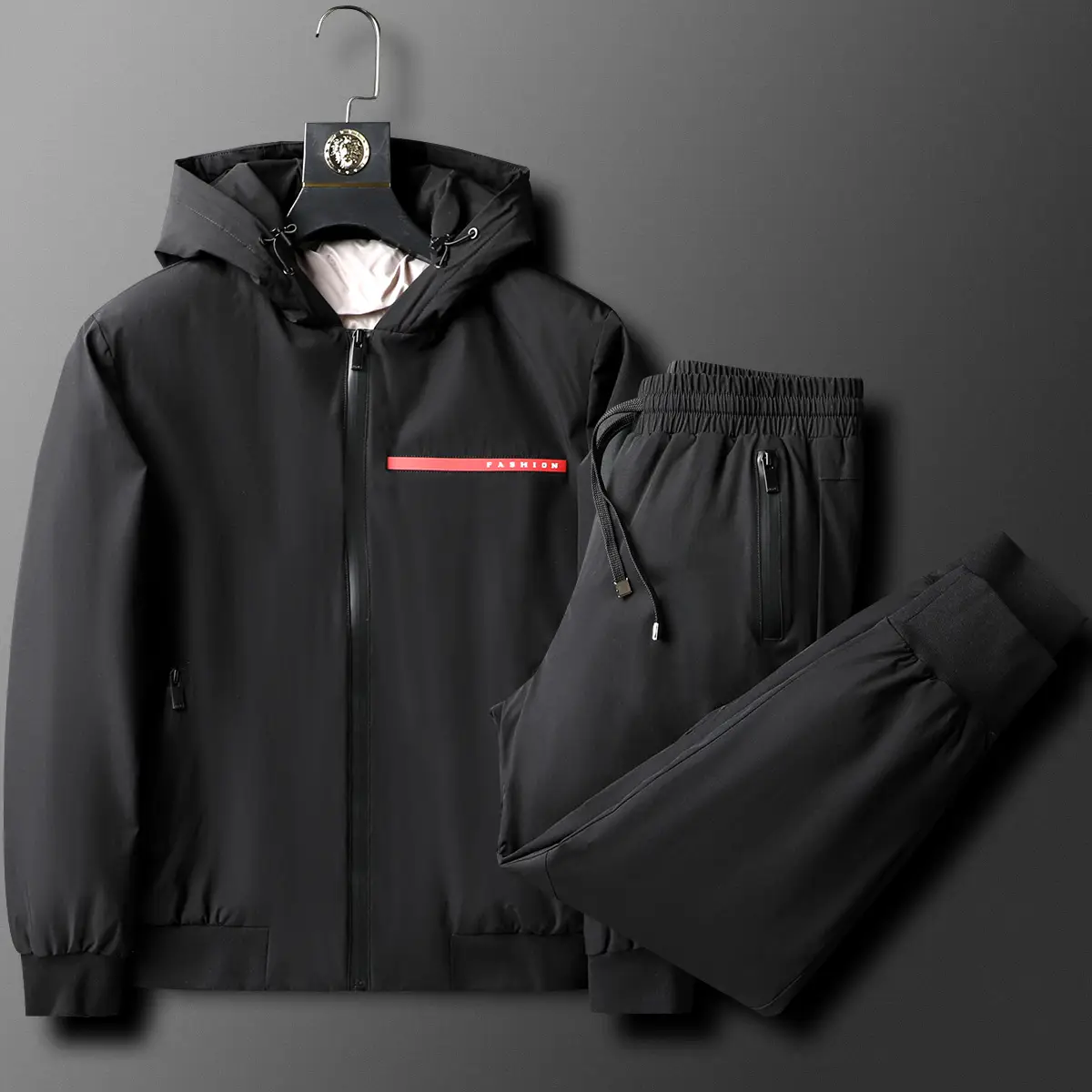 Winter Keep Out the Cold Down jacket Suit Two-piece set Men thickened Heattech Fashion Casual Hooded Down jacket Sports Suit