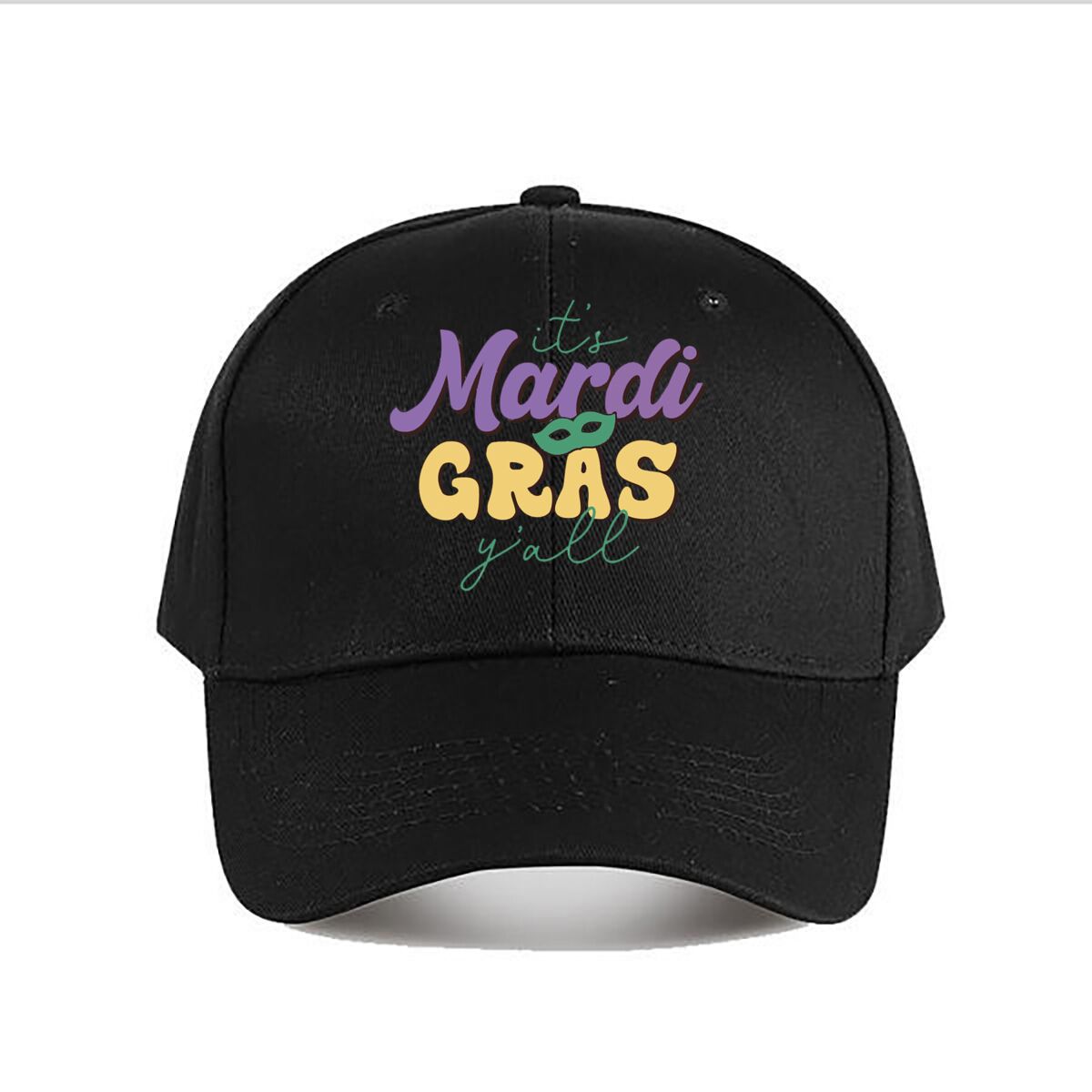 Mardi Gras Fans Black Adjustable Retro Baseball Cap