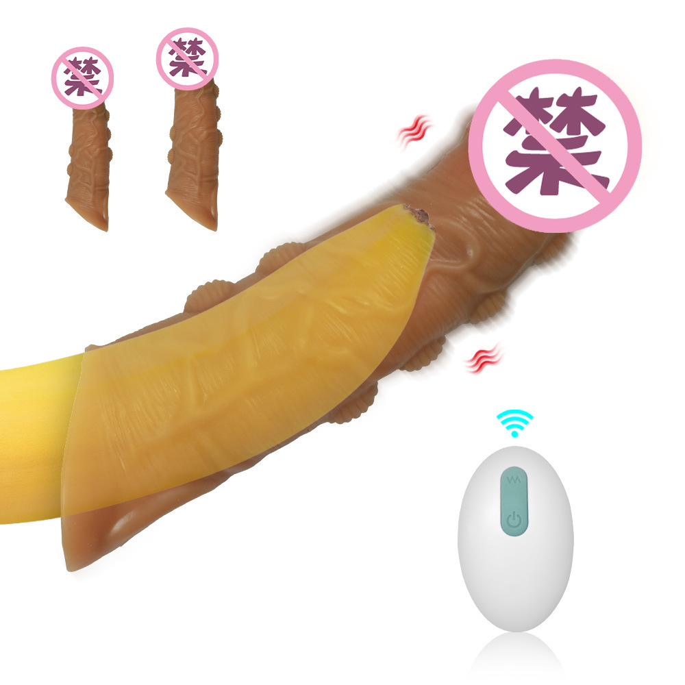 Cross-Border Best-Selling Am170 Artificial Dildo Sleeve with Extended Vibrator, Penis Sleeve for Men, Adult Novelty Product