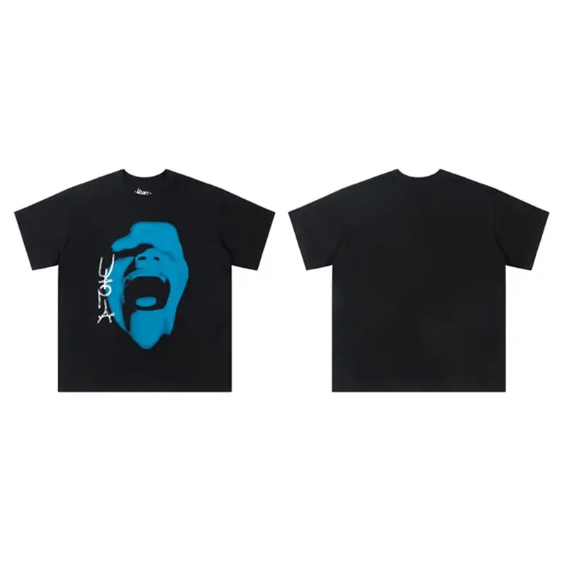 TS Crying Blue Face Printed Short Sleeve