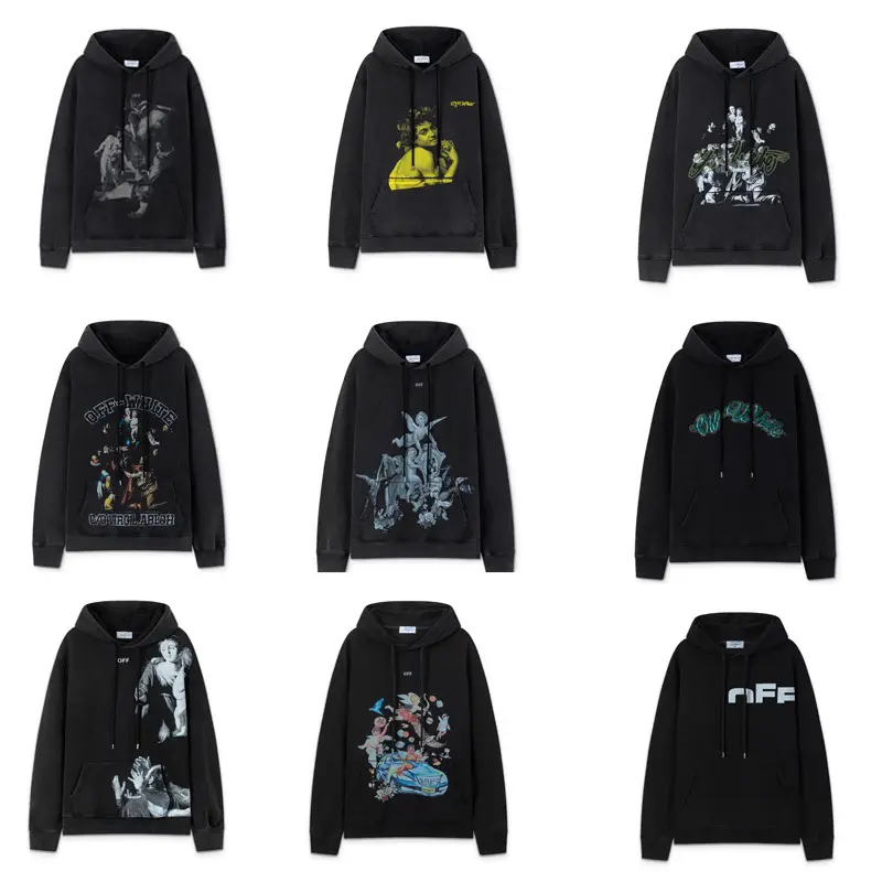 Cross-Border Dropshipping European and American Foreign Trade Wholesale Autumn and Winter Ow Portrait Oil Painting Arrow Print Hooded Sweatshirt for Men and Women